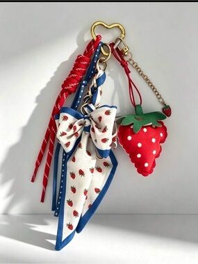 1pc Charm Keychain Tassel with Bow - Strawberry 🍓 or Sunflower 🌻 Pick 1